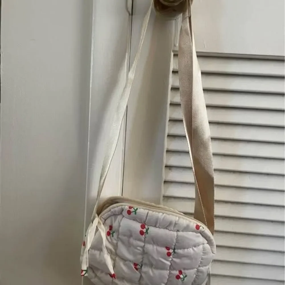 Cherry Purse Bag with Adjustable Strap and Gold Details